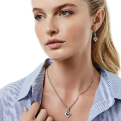 Alcazar Blanc Heart Necklace -Cheap Gleamy Adorn Store alcazar blanc heart necklace silver white 3