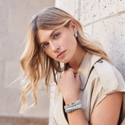 Athena Scalloped Hinged Bangle -Cheap Gleamy Adorn Store athena scalloped hinged bangle silver 3