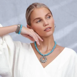 Contempo Nuevo Azul Necklace -Cheap Gleamy Adorn Store contempo nuevo azul necklace silver 4