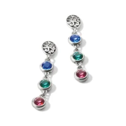 Elora Gems Dots Post Drop Earrings -Cheap Gleamy Adorn Store elora gems dots post drop earrings silver multi 1