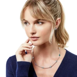 Elora Gems Dots Short Necklace -Cheap Gleamy Adorn Store elora gems dots short necklace silver multi 2