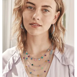 Elora Gems Drops Collar Necklace -Cheap Gleamy Adorn Store elora gems drops collar necklace silver multi 4