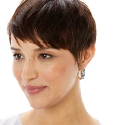 Halo Trio Hoop Earrings -Cheap Gleamy Adorn Store halo trio hoop earrings silver tanzanite 3