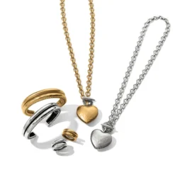 Inner Circle Heart Toggle Necklace -Cheap Gleamy Adorn Store inner circle heart toggle necklace silver 3