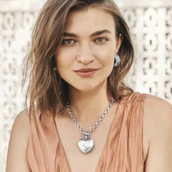 Inner Circle Heart Toggle Necklace -Cheap Gleamy Adorn Store inner circle heart toggle necklace silver 4