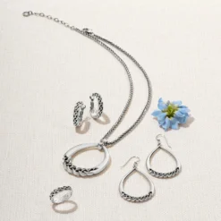 Interlok Braid Small Hoop Earrings -Cheap Gleamy Adorn Store interlok braid small hoop earrings silver 1