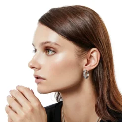 Interlok Braid Small Hoop Earrings -Cheap Gleamy Adorn Store interlok braid small hoop earrings silver 2