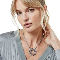 Interlok Chain Stone Ring Necklace 7 Interlok Chain Stone Ring Necklace -Cheap Gleamy Adorn Store interlok chain stone ring necklace silver multi 2