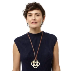 Interlok Horn Necklace -Cheap Gleamy Adorn Store interlok horn necklace cream 3