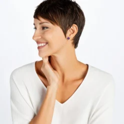 Iris Stud Earrings 35 Iris Stud Earrings -Cheap Gleamy Adorn Store iris stud earrings silver amethyst 1