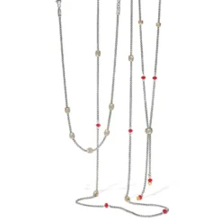Meridian Red Two Tone Long Necklace -Cheap Gleamy Adorn Store meridian red two tone long necklace gold red 2