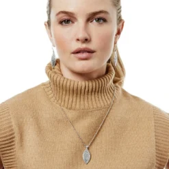 Pebble Leaf Short Necklace -Cheap Gleamy Adorn Store pebble leaf short necklace silver 2