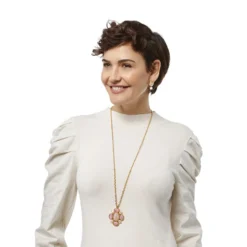 Pink Moon Pendant Long Necklace -Cheap Gleamy Adorn Store pink moon pendant long necklace gold pink 4