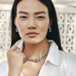 Portofino Link Drop Post Earrings 13 Portofino Link Drop Post Earrings -Cheap Gleamy Adorn Store portofino link drop post earrings silver blue 3