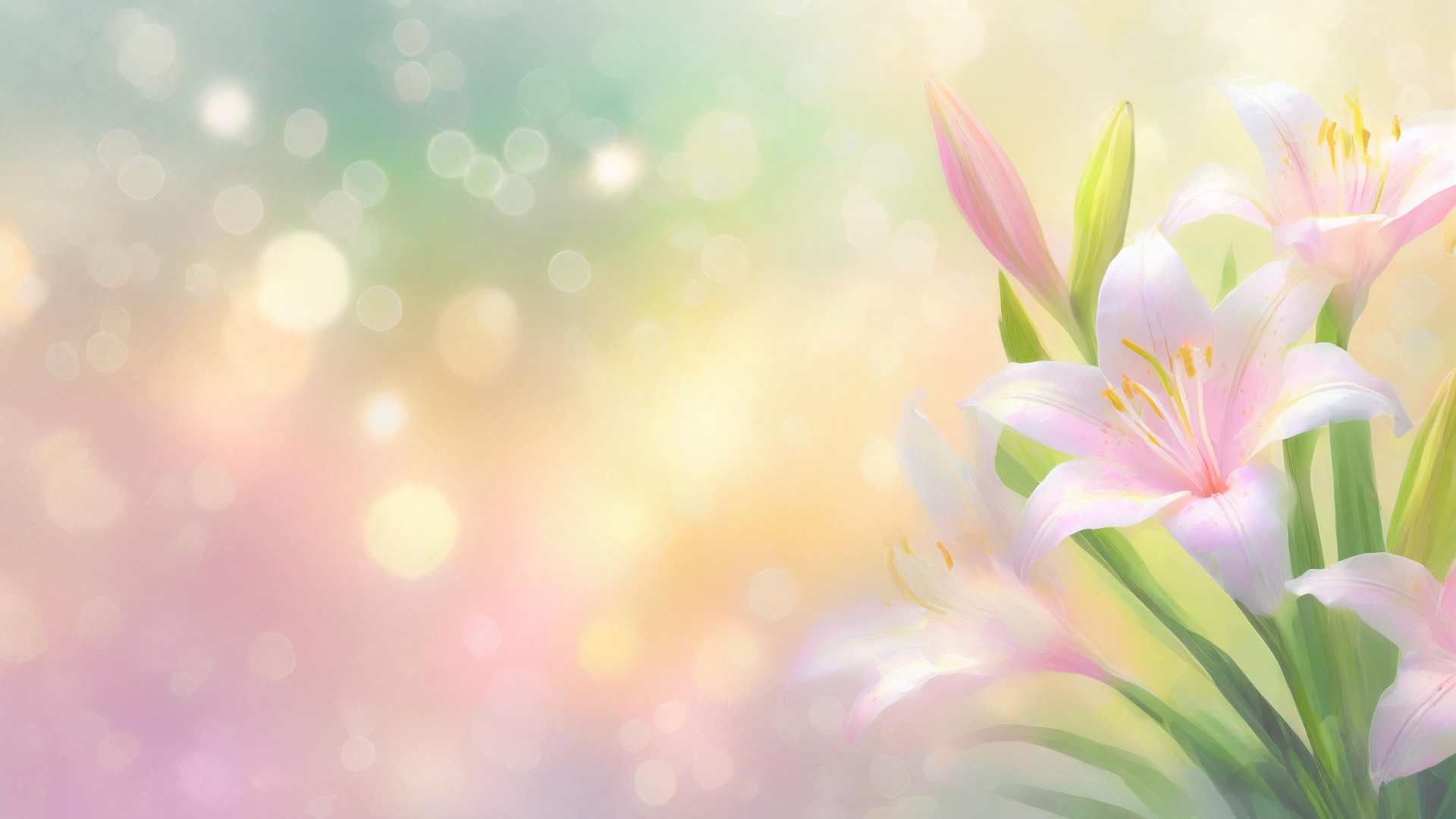 Cheap Gleamy Adorn Store -Cheap Gleamy Adorn Store Powerpoint Background Spring with Pastel Lily Flowers and Blossoms by SlidesCorner.com Backgrounds and Wallpapers
